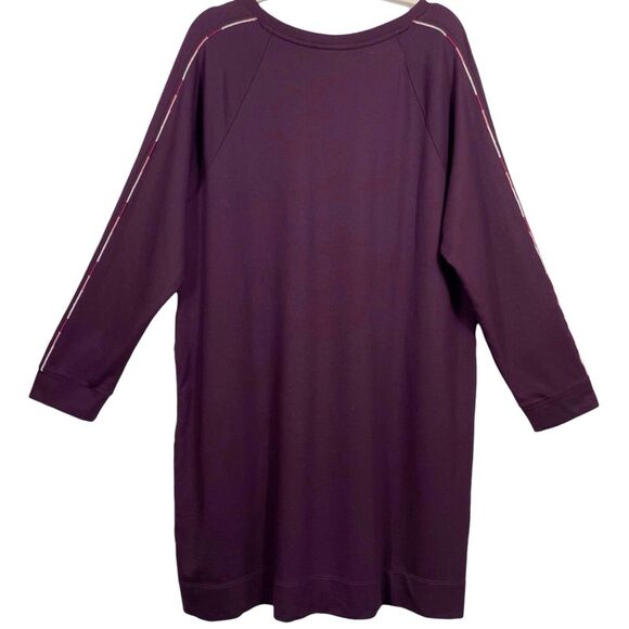 J.Jill Fit French Terry Embroidered Shift Dress Size 2X Long Sleeve Purple EUC - Picture 3 of 16
